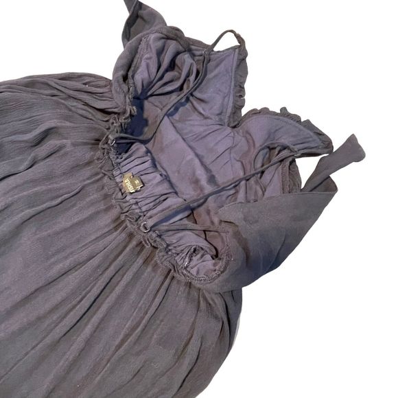 Short Halter Dress with‎ Smocked Middle and Tie Back by Wishlist - Navy Small - Picture 12 of 15